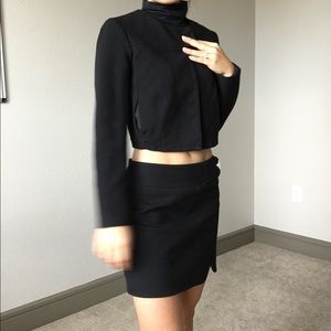 Tara Jarmon black skirt and crop jacket set size 0
